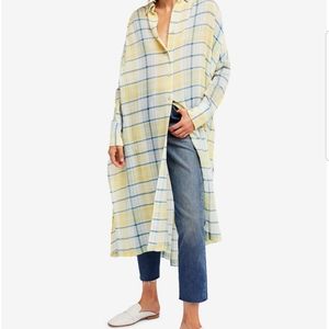 Free People By My Side Oversized Plaid Tunic NWT